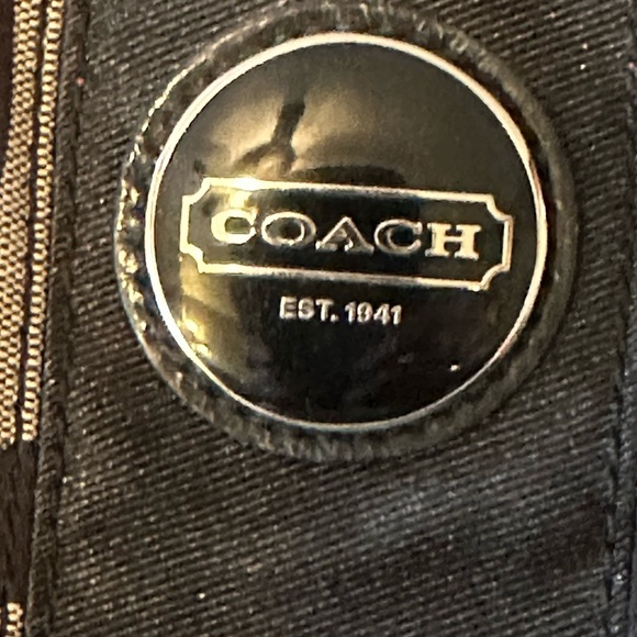 Coach Black Gray Signature Logo Canvas Kiss-lock Handbag Shoulder Bag - Picture 14 of 15